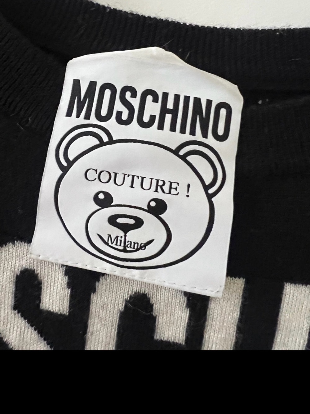 Moschino Black Knit Sweater with Teddy Bunny Patch - Picture 4 of 5